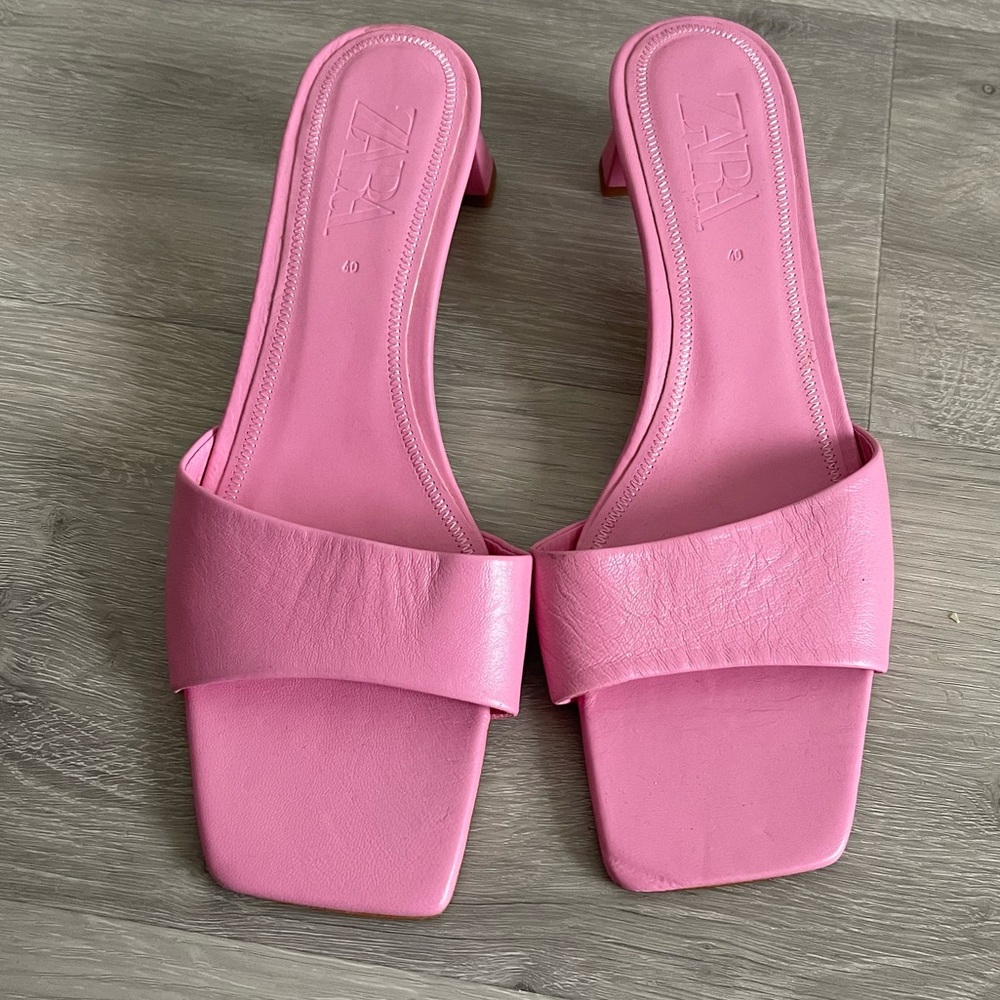 ZARA mid heel leather mules - Picture 6 of 12